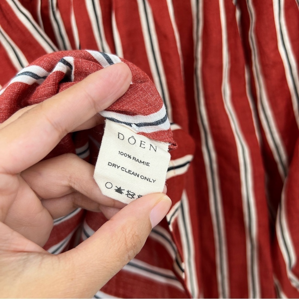 DÔEN Imani Blouse in Monaco Red Striped Blouse XS New with Tags black white bow - Picture 10 of 12